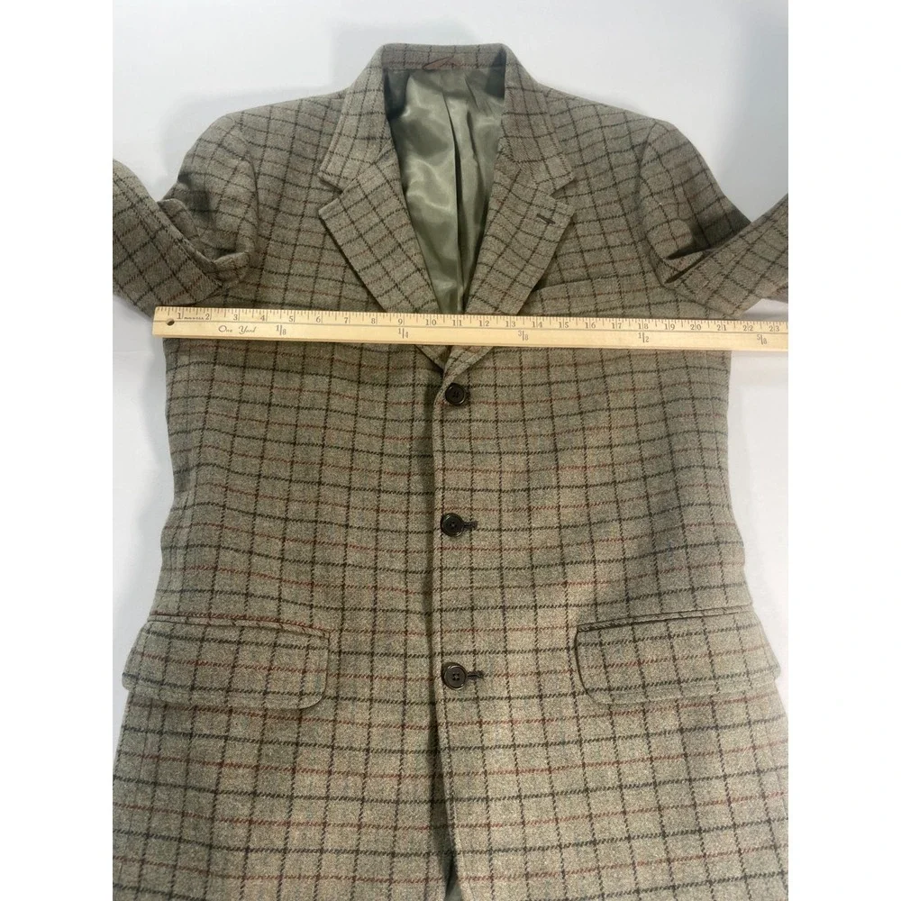 J‎ Crew Plaid Blazer Mens 40L Wool Sport Coat Green Oarsman Preppy Academia